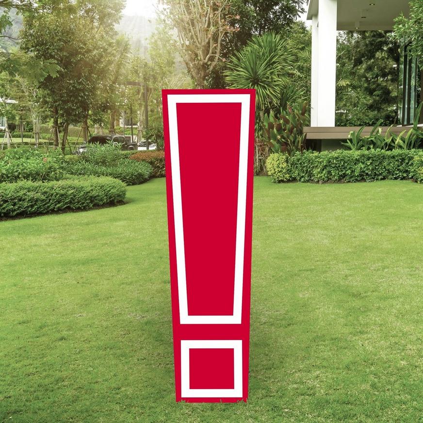 Red Collegiate Exclamation Point Corrugated Plastic Yard Sign, 30in